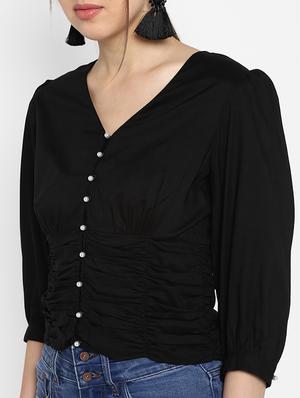 ruched detail button up top - 17333036 - Standard Image - 5