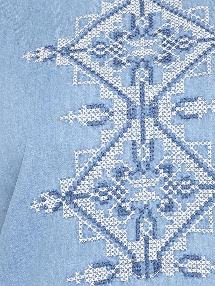 embroidered detail denim top - 17333038 - Zoom Image - 5