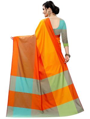 color block woven saree with blouse - 17333055 - Standard Image - 2