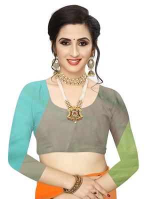 color block woven saree with blouse - 17333055 - Standard Image - 3