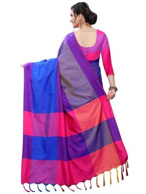 color block woven saree with blouse - 17333058 - Standard Image - 2