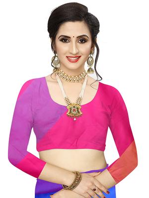 color block woven saree with blouse - 17333058 - Standard Image - 3
