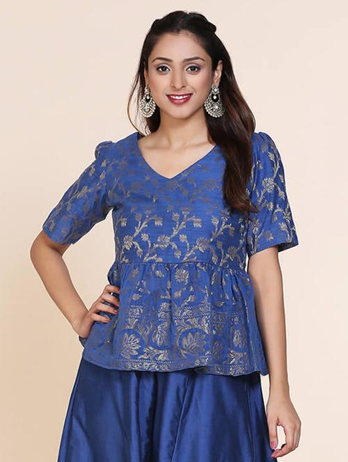floral zari work flared kurti - 17333145 - Very Small Image - 1