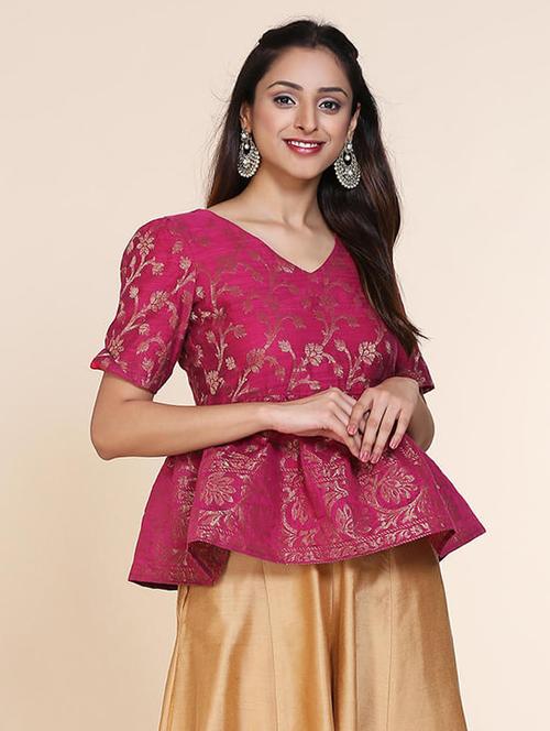 floral zari work flared kurti - 17333146 - Standard Image - 1
