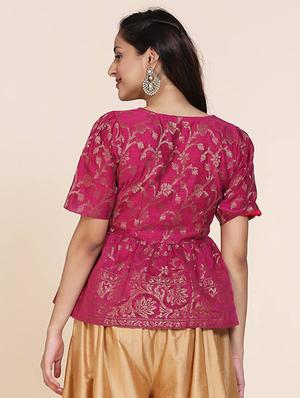 floral zari work flared kurti - 17333146 - Standard Image - 3