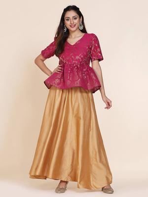 floral zari work flared kurti - 17333146 - Standard Image - 4
