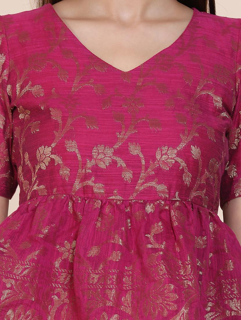 floral zari work flared kurti - 17333146 - Zoom Image - 5