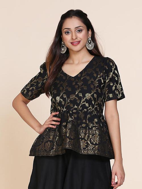 floral zari work flared kurti - 17333148 - Standard Image - 1