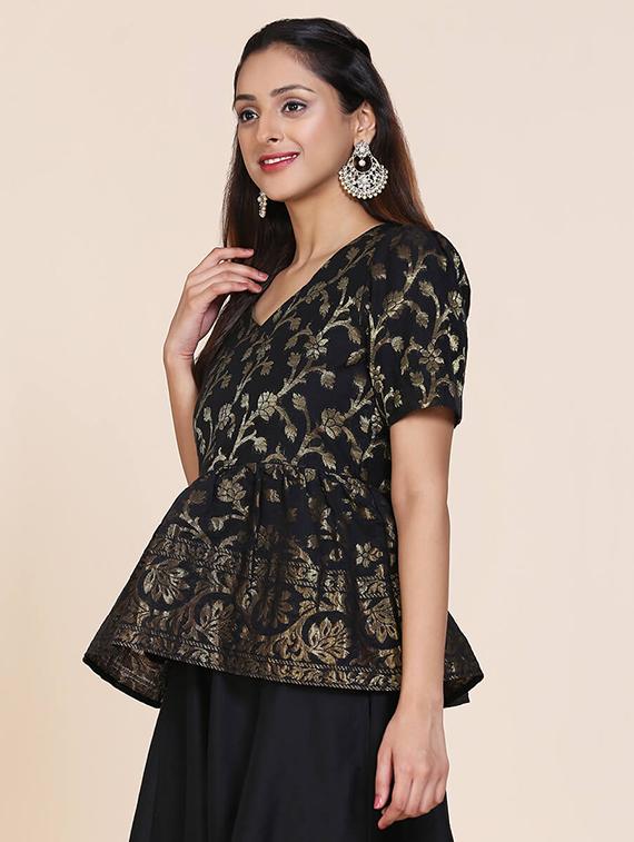 floral zari work flared kurti - 17333148 - Zoom Image - 2