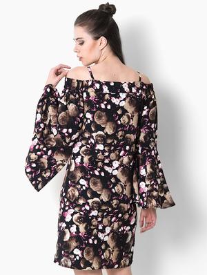 cold shoulder floral a-line dress - 17333348 - Standard Image - 3