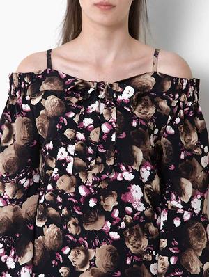 cold shoulder floral a-line dress - 17333348 - Standard Image - 4