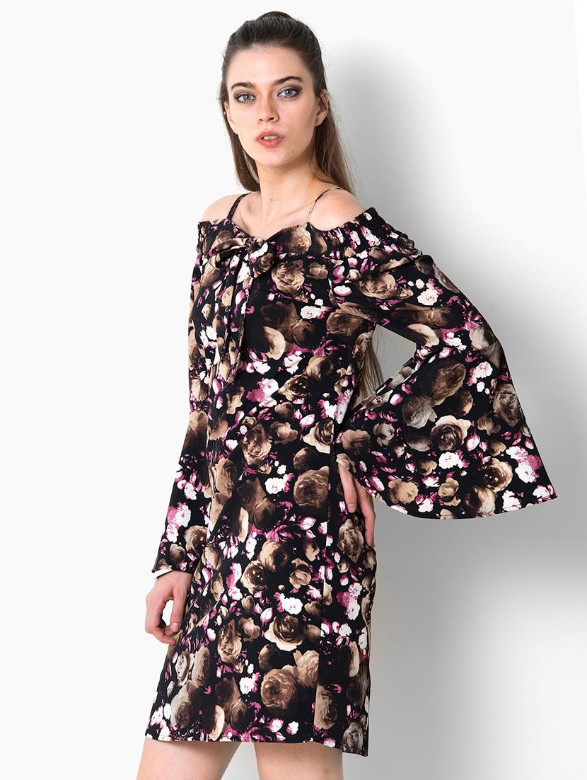cold shoulder floral a-line dress - 17333348 - Zoom Image - 2