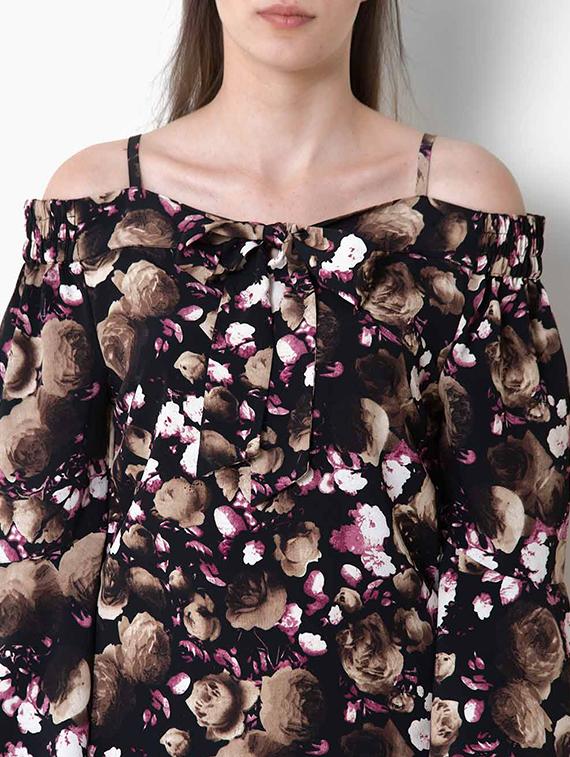 cold shoulder floral a-line dress - 17333348 - Zoom Image - 4