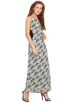 contrast panel floral a-line dress - 17333349 - Standard Image - 2