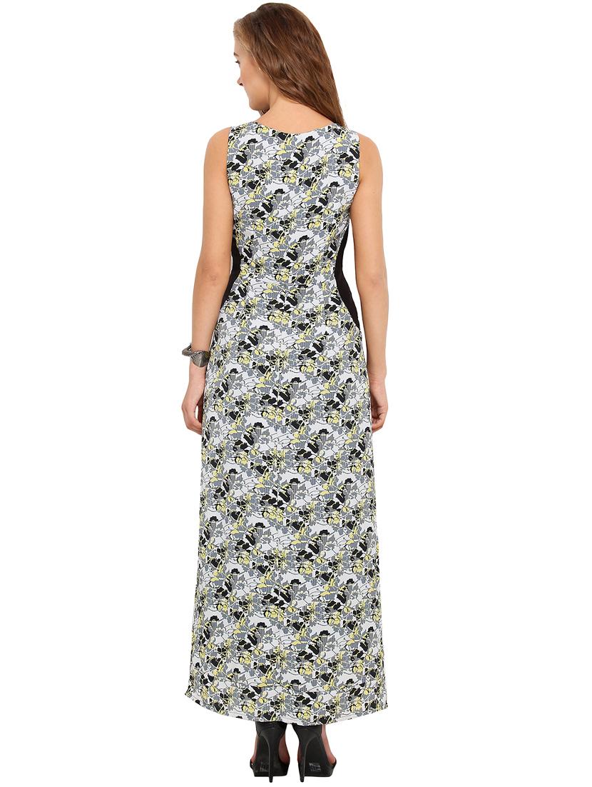 contrast panel floral a-line dress - 17333349 - Zoom Image - 3