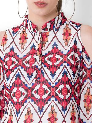 bell sleeved printed a-line dress - 17333351 - Standard Image - 5