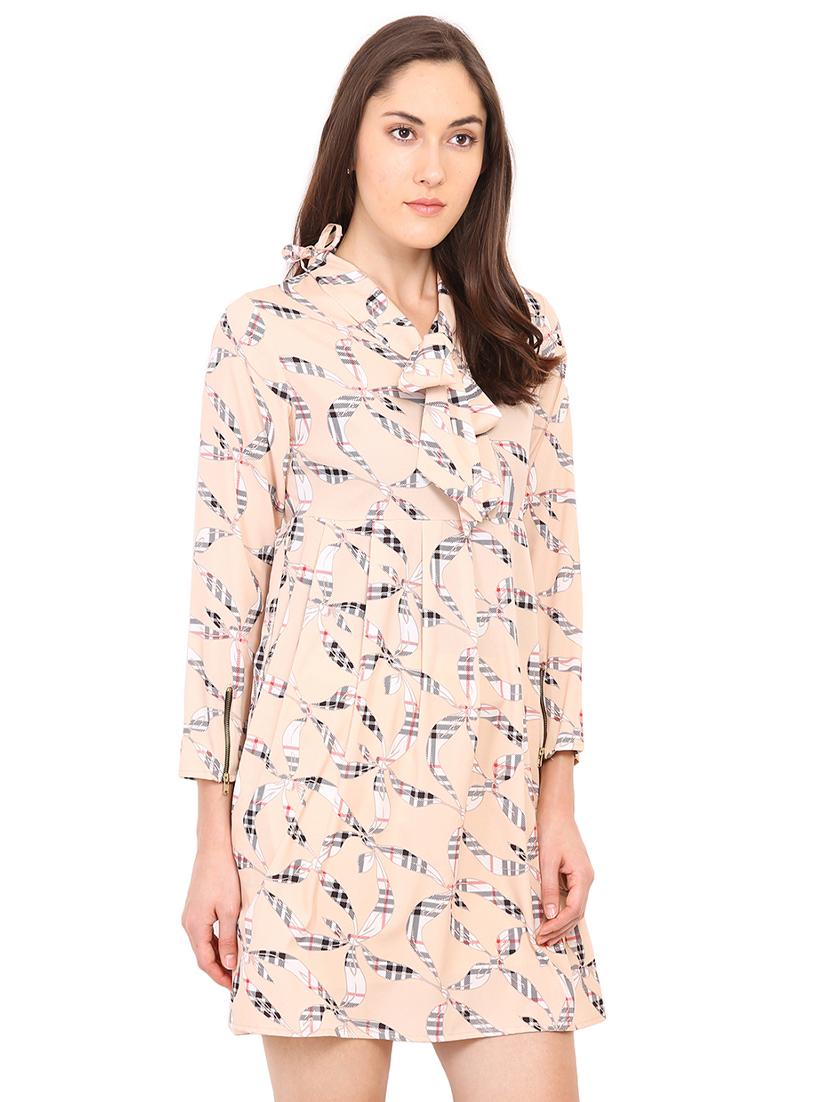 tie up neck printed a-line dress - 17333358 - Zoom Image - 2