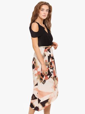 cold shoulder belted asymmetric dress - 17333363 - Standard Image - 2