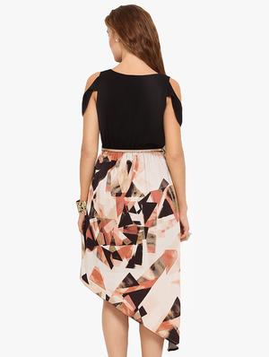 cold shoulder belted asymmetric dress - 17333363 - Standard Image - 3
