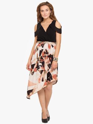 cold shoulder belted asymmetric dress - 17333363 - Standard Image - 4