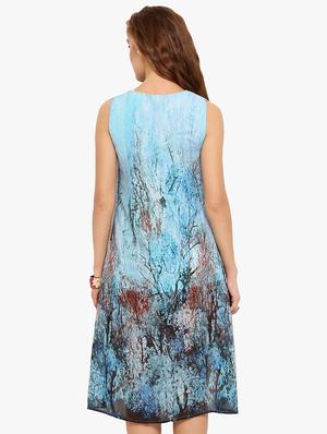 round neck printed high low dress - 17333365 - Standard Image - 3