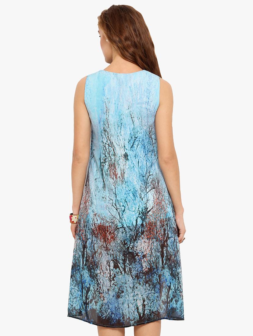 round neck printed high low dress - 17333365 - Zoom Image - 3