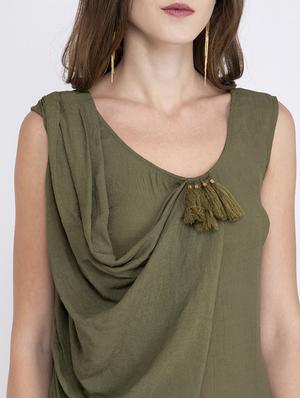 cowl detail tassel embellished a-line dress - 17333366 - Standard Image - 4