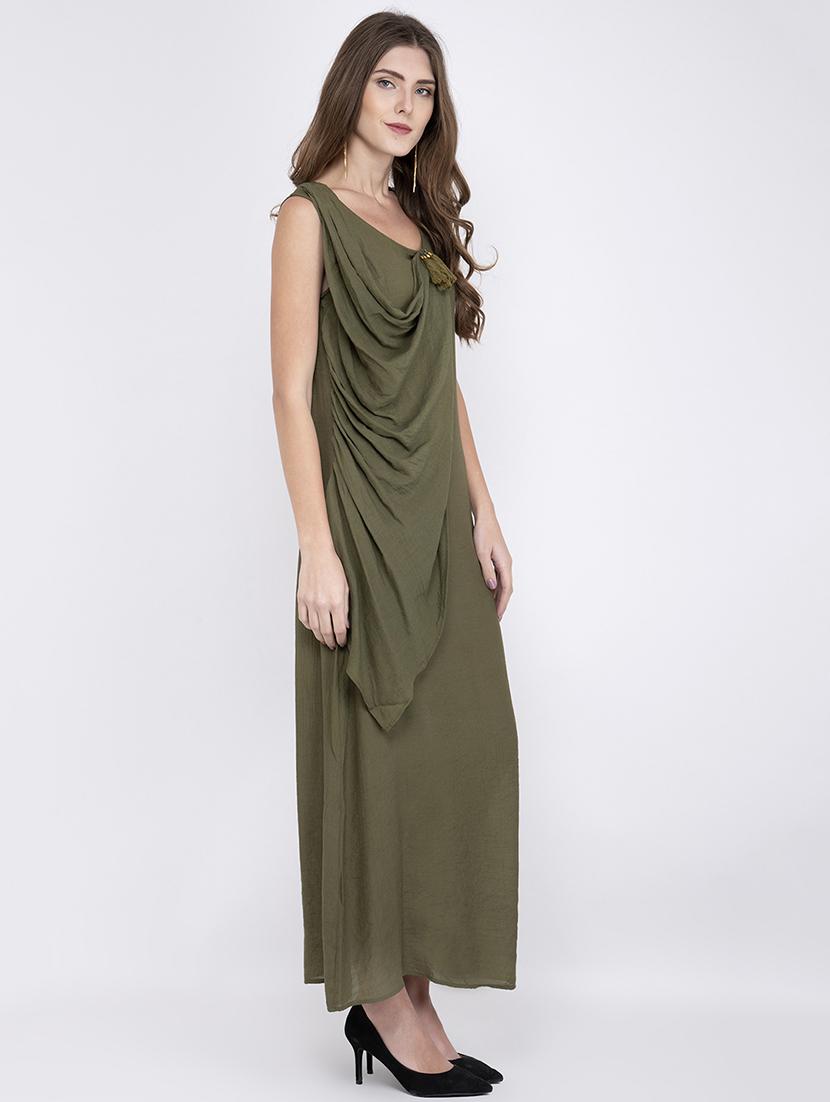 cowl detail tassel embellished a-line dress - 17333366 - Zoom Image - 2