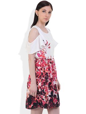 cold shoulder floral a-line dress - 17333373 - Standard Image - 2