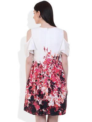 cold shoulder floral a-line dress - 17333373 - Standard Image - 3