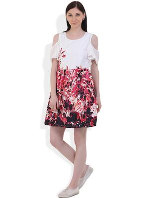 cold shoulder floral a-line dress - 17333373 - Standard Image - 4