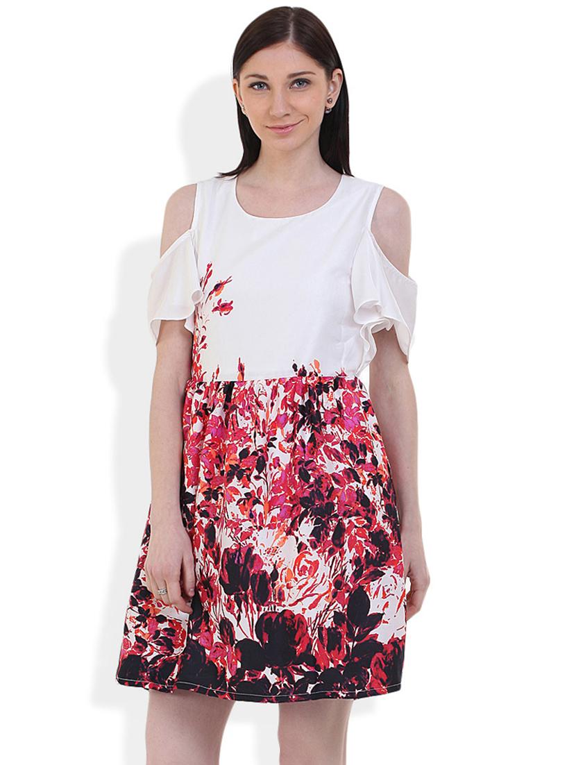 cold shoulder floral a-line dress - 17333373 - Zoom Image - 1