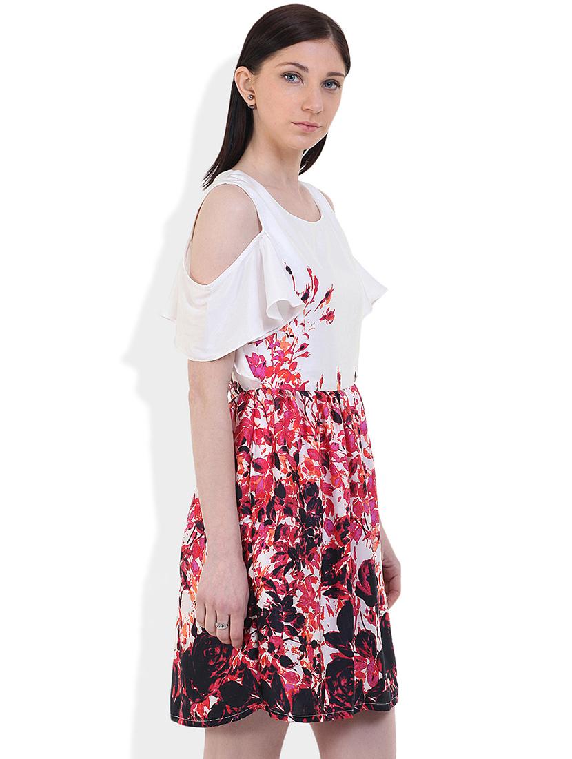 cold shoulder floral a-line dress - 17333373 - Zoom Image - 2