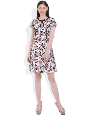 contrast detail floral a-line dress - 17333376 - Standard Image - 4