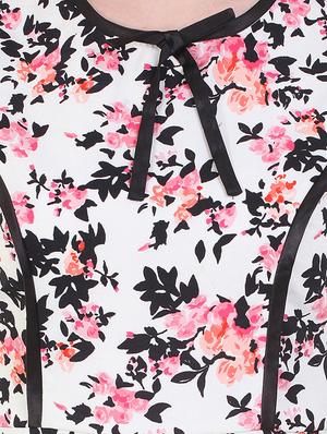 contrast detail floral a-line dress - 17333376 - Standard Image - 5