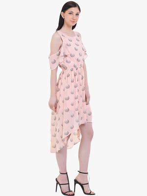 cold shoulder printed a-line dress - 17333380 - Standard Image - 2