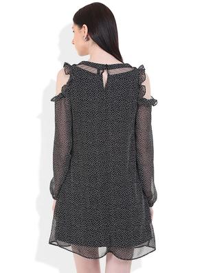 cold shoulder polka dot a-line dress - 17333384 - Standard Image - 3