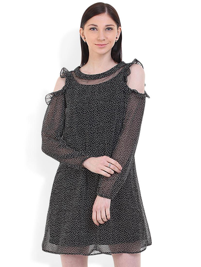 cold shoulder polka dot a-line dress - 17333384 - Zoom Image - 1