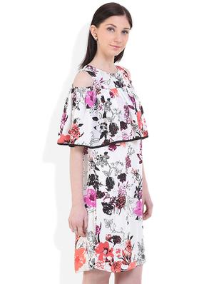 cold shoulder floral a-line dress - 17333385 - Standard Image - 2