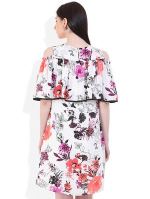cold shoulder floral a-line dress - 17333385 - Standard Image - 3