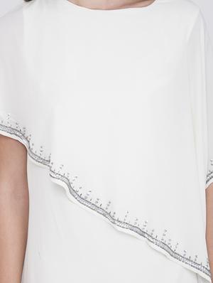 embellished detail cape sleeved a-line dress - 17333386 - Standard Image - 4