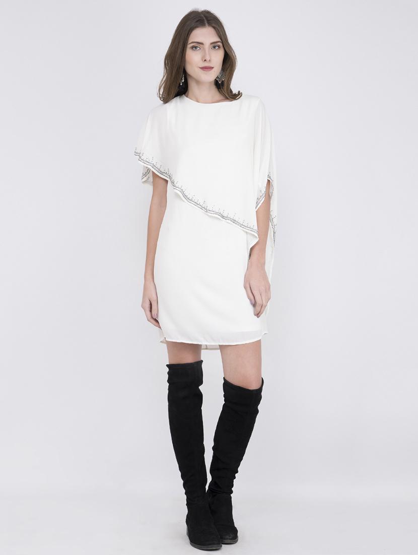 embellished detail cape sleeved a-line dress - 17333386 - Zoom Image - 1
