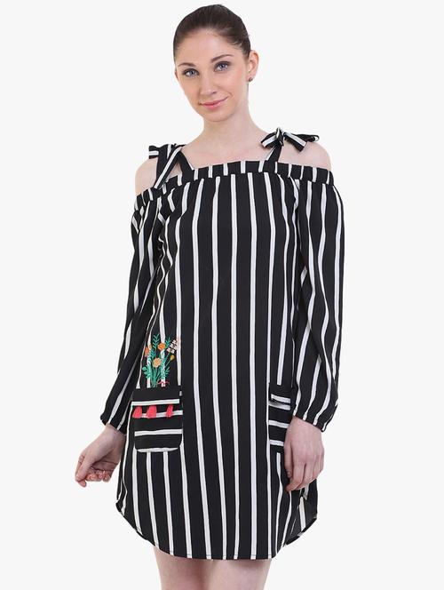 tie knot shoulder striped shift dress - 17333387 - Standard Image - 1