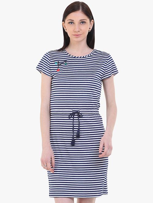 drawstring striped a-line dress - 17333392 - Standard Image - 1