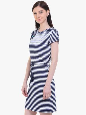 drawstring striped a-line dress - 17333392 - Standard Image - 2