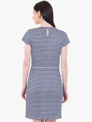 drawstring striped a-line dress - 17333392 - Standard Image - 3