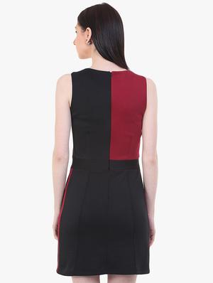 color block x-line neck a-line dress - 17333395 - Standard Image - 3