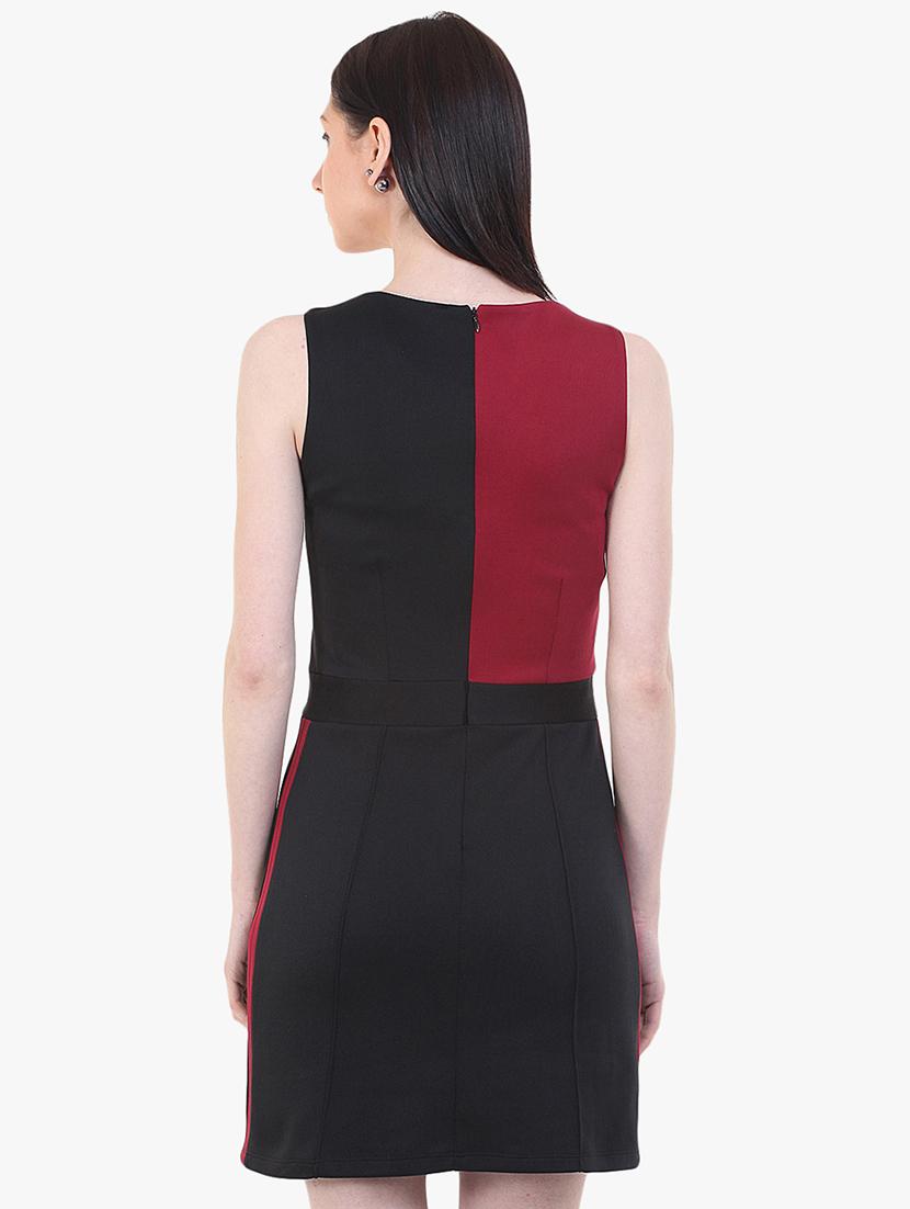 color block x-line neck a-line dress - 17333395 - Zoom Image - 3