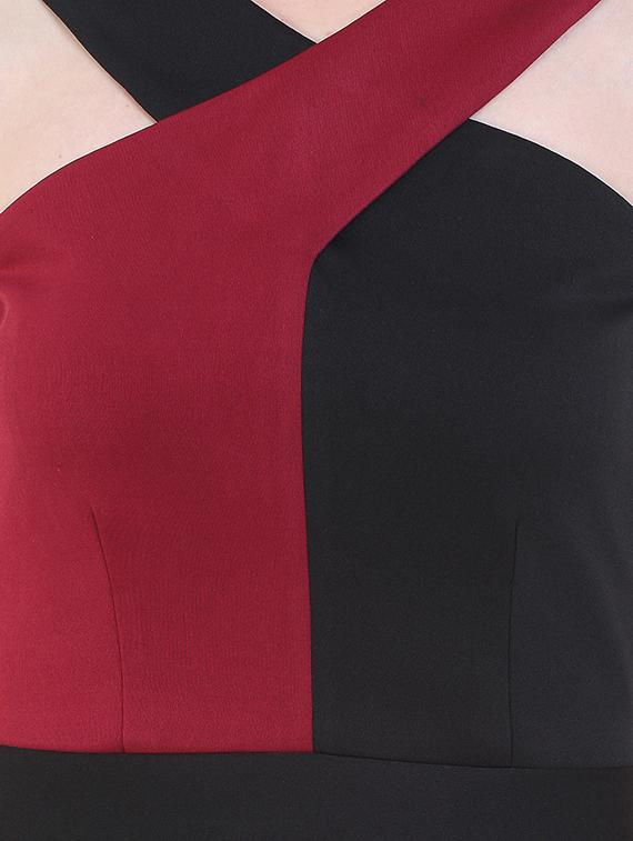 color block x-line neck a-line dress - 17333395 - Zoom Image - 5
