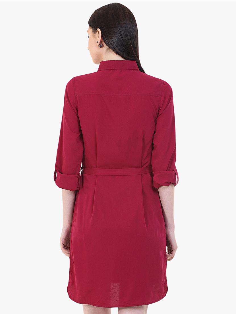tie front solid shirt dress - 17333397 - Zoom Image - 3